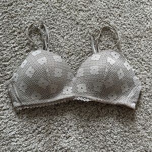 Aerie Tan/Beige Floral Lace Bra